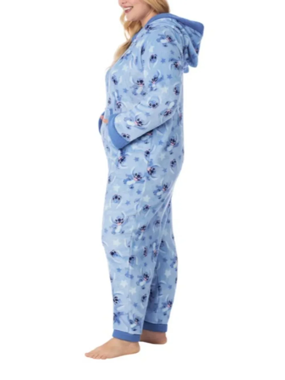 NWT Stitch Adult One-Piece Blue Pajama Size Large - Picture 7 of 10